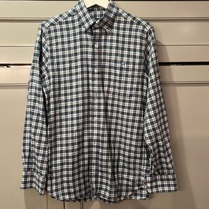 Fish Hippie Flannel Shirt (size small) blue